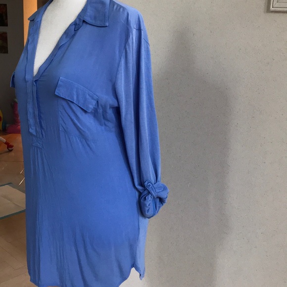 Splendid mixed media long blue shirt - Picture 10 of 14